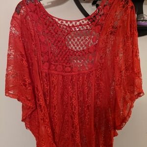 Red lace tunic